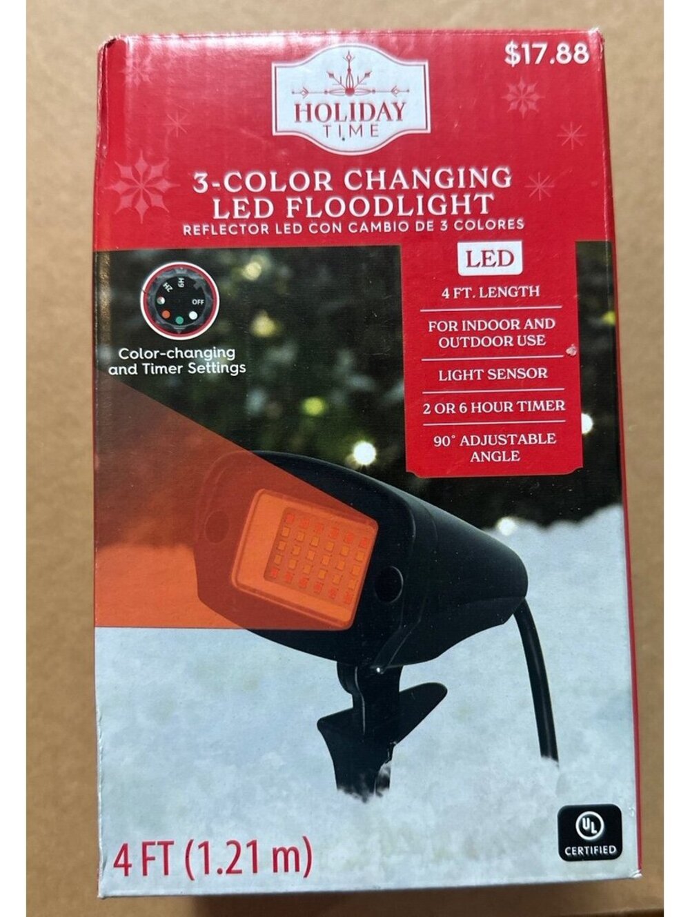NEW Holiday time 3 color changing lef floodlight